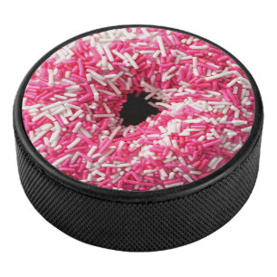 Witte roze sprinkhaan Donut Hockey Puck