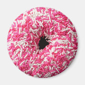 Witte roze sprinkhaan Donut Magneet (Voorkant)