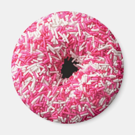 Witte roze sprinkhaan Donut Magneet (Voorkant)