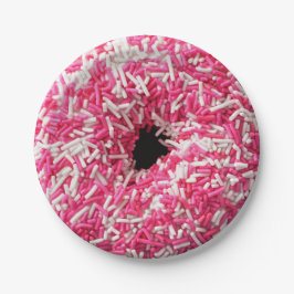 Witte roze sprinkhaan Donut Papieren Bordje