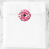 Witte roze sprinkhaan Donut Ronde Sticker (Tas)