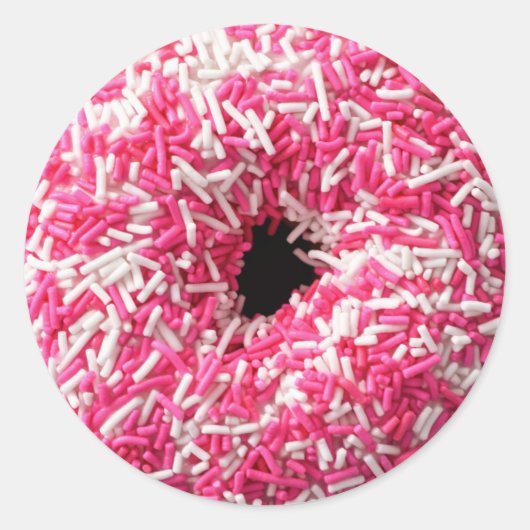 Witte roze sprinkhaan Donut Ronde Sticker (Voorkant)