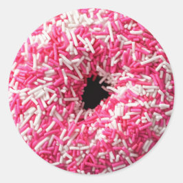 Witte roze sprinkhaan Donut Ronde Sticker