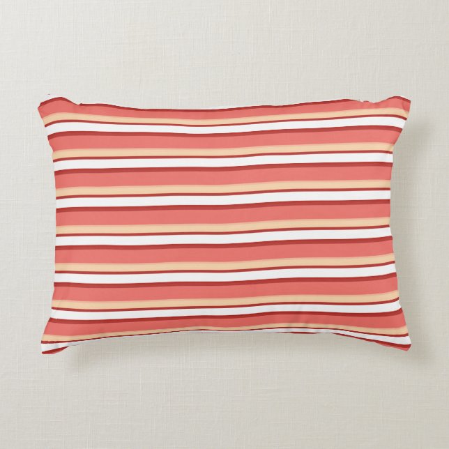 Witte roze strepen accent kussen (Voorkant)