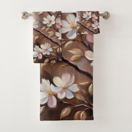 Witte Roze Tak Badhanddoeken Bad Handdoek (Insitu)