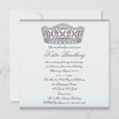 Witte Roze Tiara Witte Sweet 16 Feest Kaart (Achterkant)