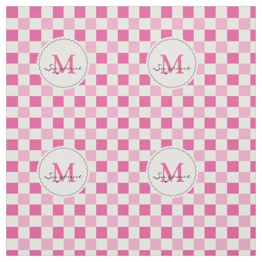 Witte roze toon Gingham Stof (Swatch)