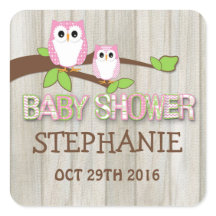 Witte & Roze Uil Baby shower Stickers