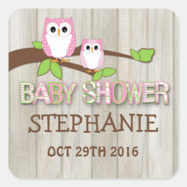 Witte & Roze Uil Baby shower Stickers