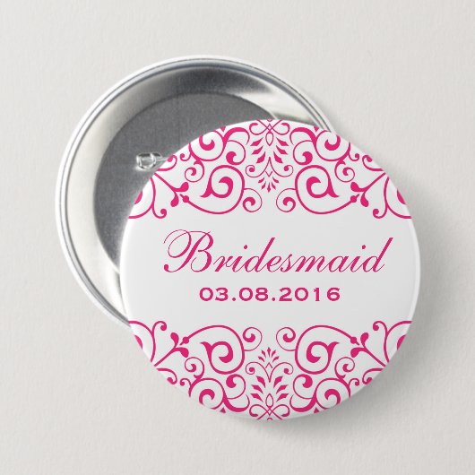 Witte roze Victoriaans Floral Bridesmaid Button (Voorkant /achterkant)