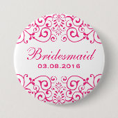 Witte roze Victoriaans Floral Bridesmaid Button (Voorkant)