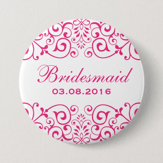 Witte roze Victoriaans Floral Bridesmaid Button (Voorkant)