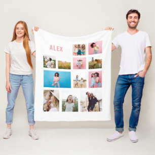 Witte roze vrienden 12 foto modern, eenvoudig fleece deken
