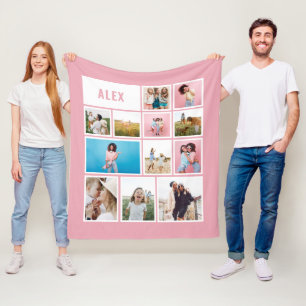 Witte roze vrienden 12 foto modern, eenvoudig fleece deken