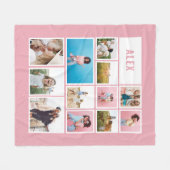 Witte roze vrienden 12 foto modern, eenvoudig fleece deken (Voorkant (Horizontaal))