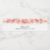 Witte Roze Waterverf Bloemen Bruidsdouche Waterfles Etiket (Enkel label)