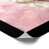 witte, roze waterverf  Dame Floral schoonheid Poster (Hoek)