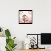 witte, roze waterverf  Dame Floral schoonheid Poster (Thuiskantoor)