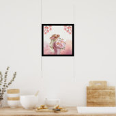 witte, roze waterverf  Dame Floral schoonheid Poster (Keuken)