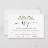 Witte, roze wild roos florale bruiloft RSVP (Voorkant)