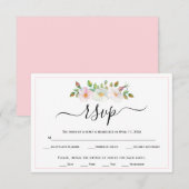 Witte, roze wild roos florale bruiloft RSVP (Voorkant / Achterkant)