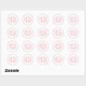 Witte Roze Wingeschrift Monogram, doe-het-zelf ach Ronde Sticker (Vel)