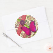 Witte roze zelfklever ronde sticker (Envelop)