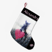 witte roze zwart / paard & hart kerstpaard kleine kerstsok (Voorkant (Hangend))