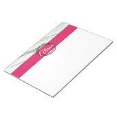 Witte roze zwarte cirkels, persoonlijke naam notitieblok (Schuin)