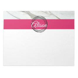 Witte roze zwarte cirkels, persoonlijke naam notitieblok