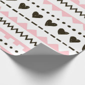 Witte roze zwarte harten Patroonverlooppapier Cadeaupapier (Hoek)