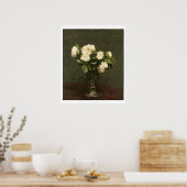 Witte rozen, 1875 (olie op doek) poster (Keuken)