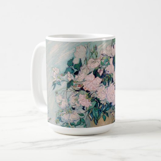 Witte Rozen-1890-Vincent van Gogh    Koffiemok (Voorkant links)