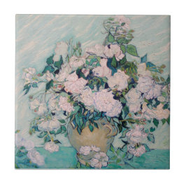 Witte Rozen-1890-Vincent van Gogh  Tegeltje