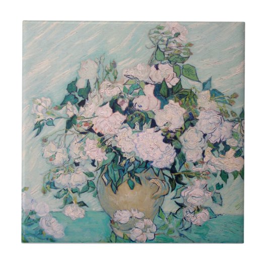 Witte Rozen-1890-Vincent van Gogh  Tegeltje (Voorkant)