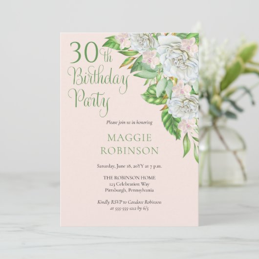 Witte rozen | 30e bruiloft van Orchideeën Kaart (Staand voorkant)