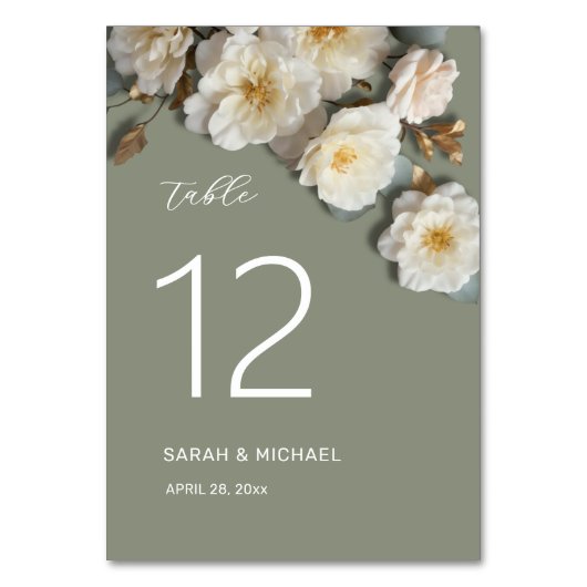 Witte rozen 3D bloemen bruiloft Kaart (Voorkant)