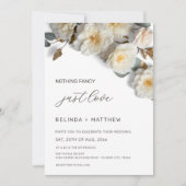 Witte Rozen 3D Bloemen Elegante Witte Bruiloft Kaart (Voorkant)