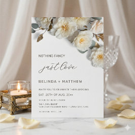 Witte Rozen 3D Bloemen Elegante Witte Bruiloft Kaart