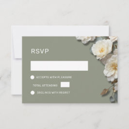 Witte rozen 3D bloemen RSVP Kaartje