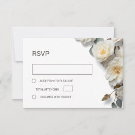 Witte Rozen 3D Bloemen RSVP Kaartje