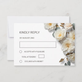Witte Rozen 3D Bloemen RSVP Kaartje