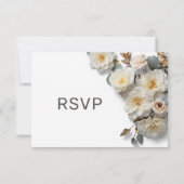 Witte Rozen 3D Bloemen RSVP Kaartje (Achterkant)