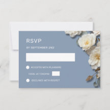 Witte rozen 3D bloemen stoffig blauw