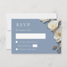 Witte rozen 3D bloemen stoffig blauw