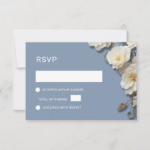 Witte rozen 3D bloemen stoffig blauw