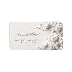 Witte Rozen 3D Bloemen    Trouwen Etiket