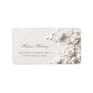 Witte Rozen 3D Bloemen    Trouwen Etiket