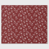 Witte Rozen 40e Verjaardag Robijnrood Naadloos Cadeaupapier (Vlak)