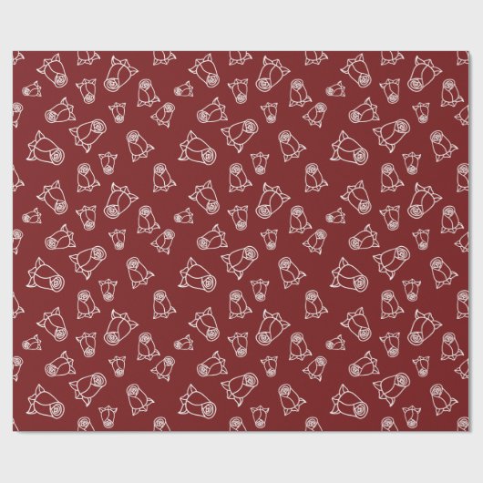 Witte Rozen 40e Verjaardag Robijnrood Naadloos Cadeaupapier (Vlak)